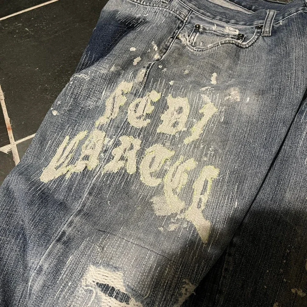 Fedi Cartel Custom 1 of 1 Distressed & Repaired Flared Baggy Jeans - 32/29